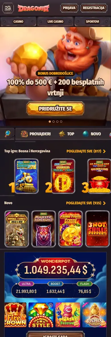 Mobilna verzija stranice Dragonia