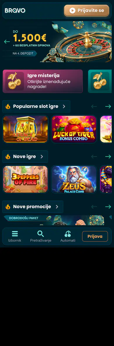 Mobilna verzija stranice BravoPlay