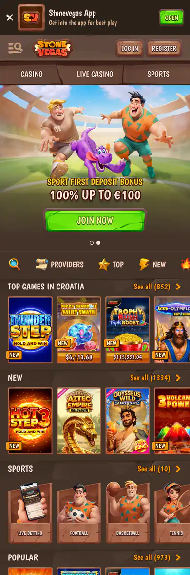Mobilna verzija stranice Stonevegas