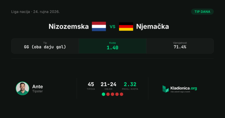 Nizozemska vs Njemačka: prognoza i tip dana (24.9.2026.) · ✓ 1:1